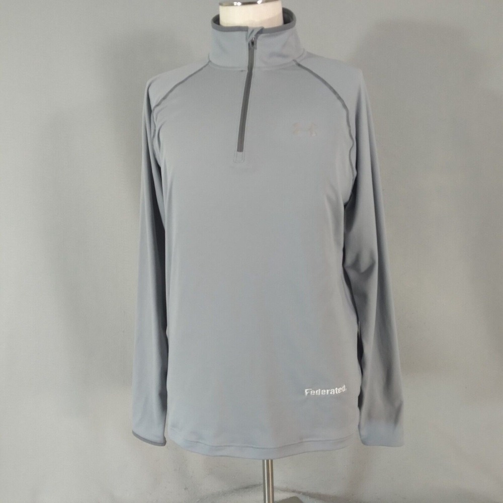 Under Armour Shirt Mens L Gray 1/4 Zip Fleece Training Outdoor Federated Logo